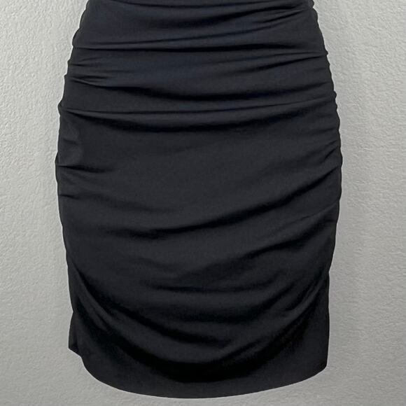 Babaton Black Contour Ruched Covet Short Sleeve Mini Bodycon T-Shirt Dress Small - Picture 7 of 11